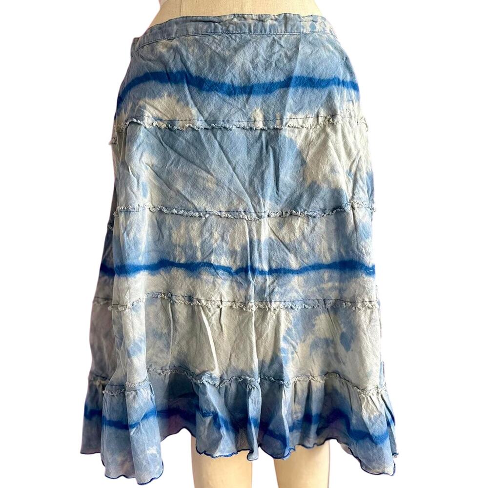 Womens Skirt Size Medium Blue Tie Dye Handcrafted Hippy Peasant Festival Cottage